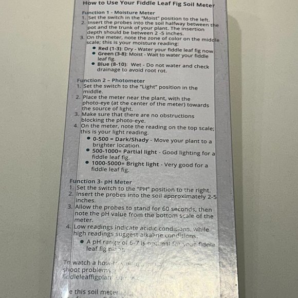 NiB 3 in 1 Fiddle Leaf Fig Soil Meter - Picture 3 of 3